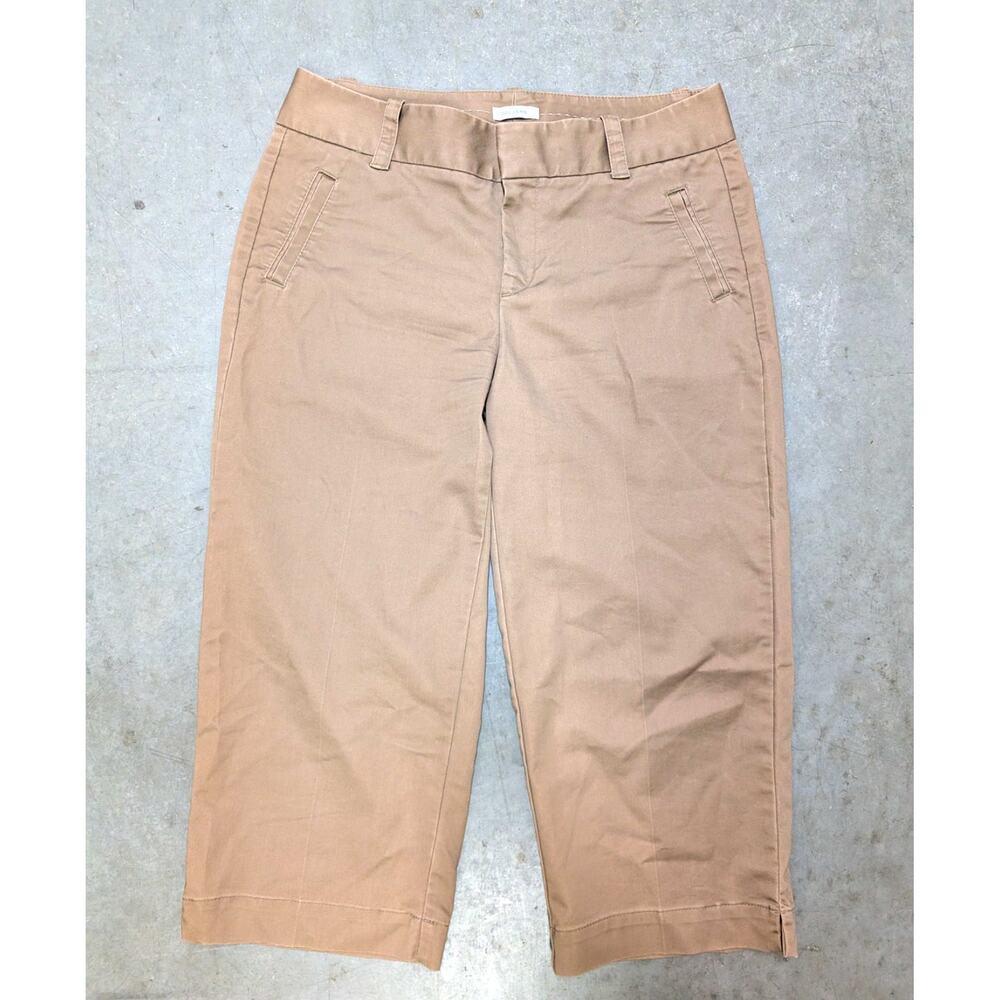 Dockers Size 10 Women Khaki Brown Flat Front Straight Leg Casual Workwear Chinos